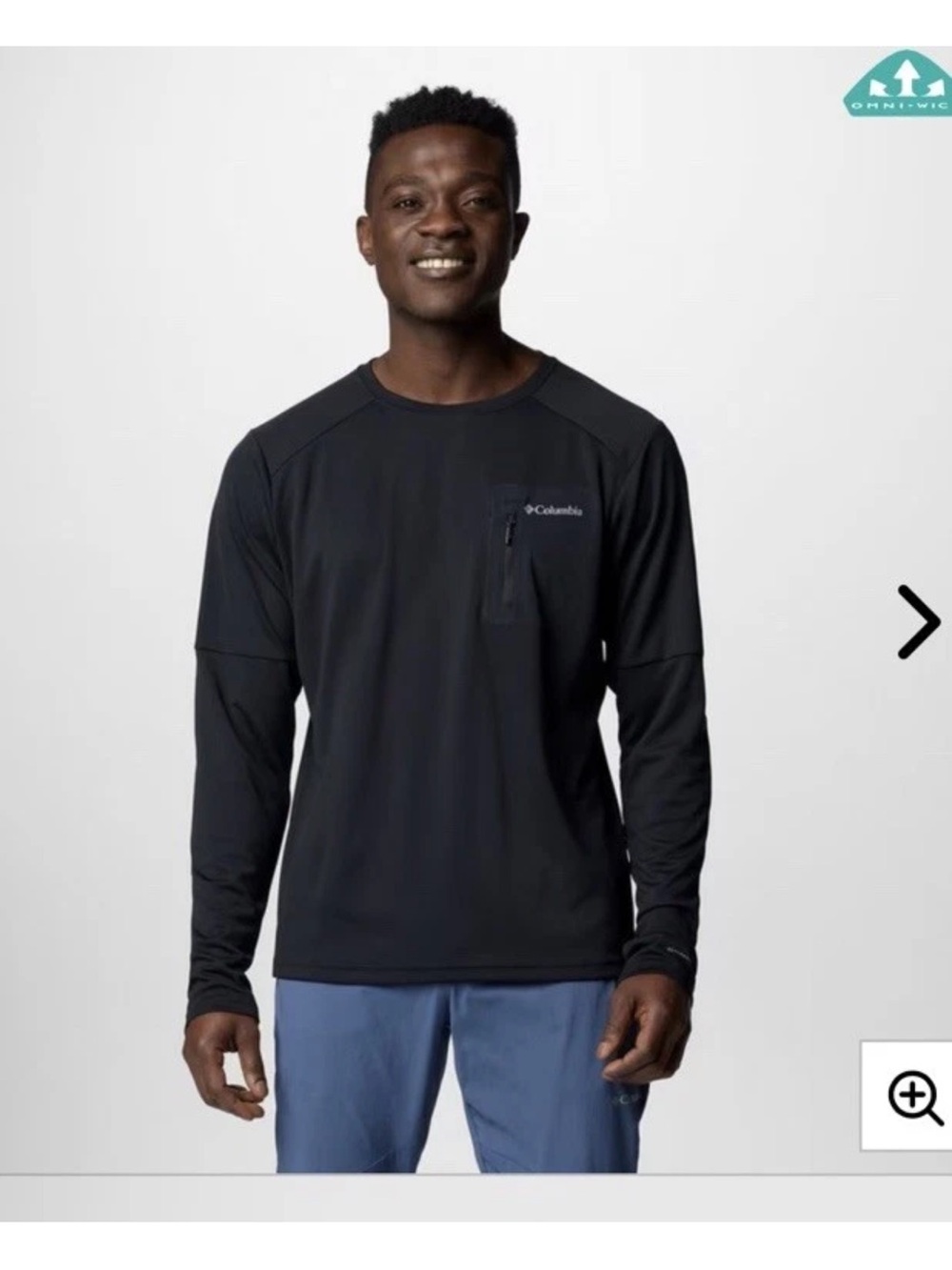 NWT Columbia Black Long-Sleeve Tech UPF 40 Performance Shirt Sz M $50